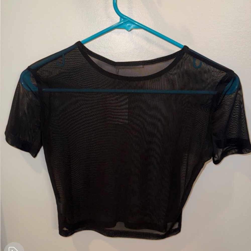 Black Mesh Crop Top - Picture 4 of 6